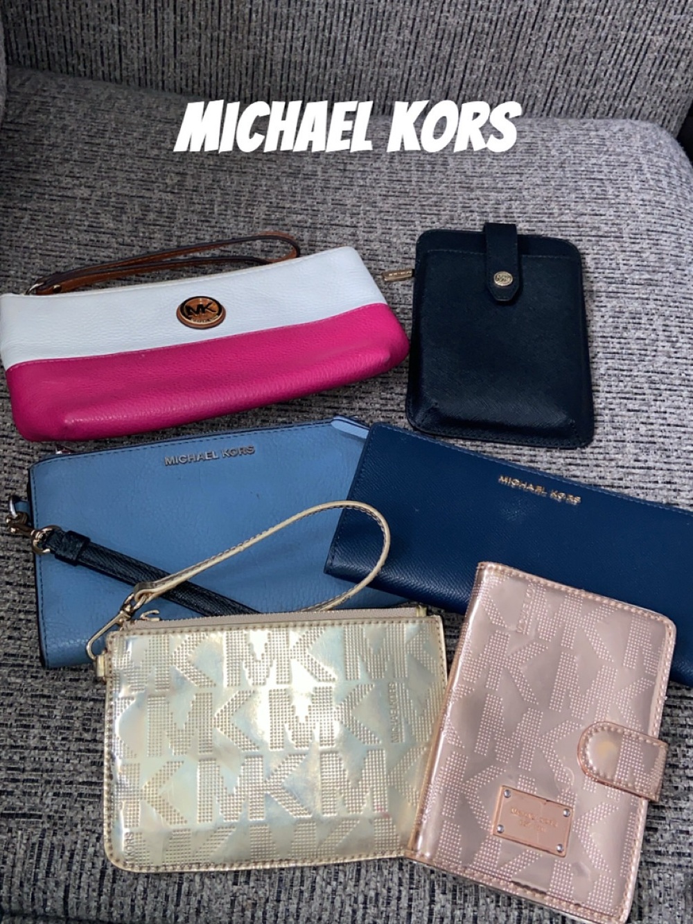Michael Kors Gold, Pink, White, Navy & Blue Wallet and Wristlet Lot